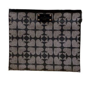 Kate Spade Black and White Adrianne Pebbled Ace of Spades Clutch